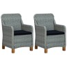Salon de jardin 3 pcs avec coussins résine tressée gris clair 