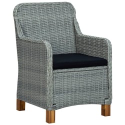 Salon de jardin 3 pcs avec coussins résine tressée gris clair 