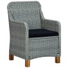 Salon de jardin 3 pcs avec coussins résine tressée gris clair 