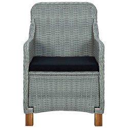 Salon de jardin 3 pcs avec coussins résine tressée gris clair 