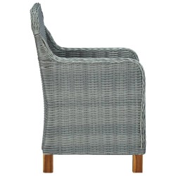 Salon de jardin 3 pcs avec coussins résine tressée gris clair 