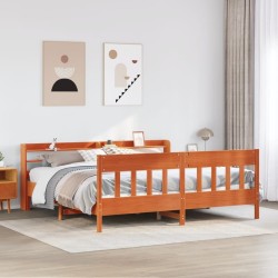 Cadre de lit sans matelas cire marron 180x200cm bois pin massif 