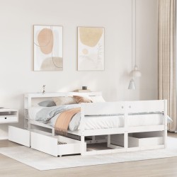 Cadre de lit sans matelas blanc 135x190 cm bois de pin massif 