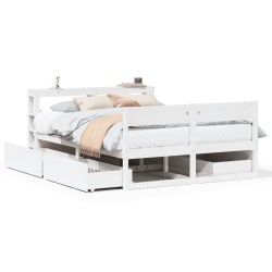 Cadre de lit sans matelas blanc 135x190 cm bois de pin massif 