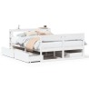 Cadre de lit sans matelas blanc 135x190 cm bois de pin massif 