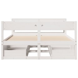 Cadre de lit sans matelas blanc 135x190 cm bois de pin massif 