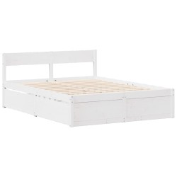 Cadre de lit sans matelas blanc 135x190 cm bois de pin massif 