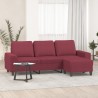 Canapé à 3 places avec repose-pieds Rouge bordeaux 180 cm Tissu 