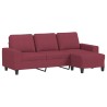 Canapé à 3 places avec repose-pieds Rouge bordeaux 180 cm Tissu 