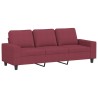 Canapé à 3 places avec repose-pieds Rouge bordeaux 180 cm Tissu 