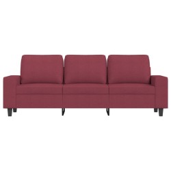 Canapé à 3 places avec repose-pieds Rouge bordeaux 180 cm Tissu 