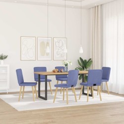 Chaises à manger lot de 6 bleu jean tissu 