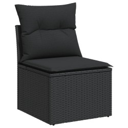 Salon de jardin 6 pcs avec coussins noir résine tressée 