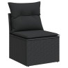 Salon de jardin 6 pcs avec coussins noir résine tressée 