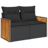 Salon de jardin 6 pcs avec coussins noir résine tressée 
