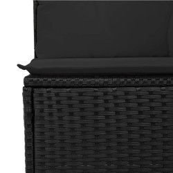 Salon de jardin 6 pcs avec coussins noir résine tressée 