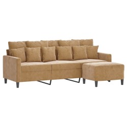 Canapé à 3 places avec repose-pieds Marron 180 cm Velours 