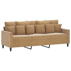 Canapé à 3 places avec repose-pieds Marron 180 cm Velours 