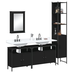 Ensemble de meubles salle de bain 4 pcs noir bois d'ingénierie 