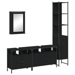 Ensemble de meubles salle de bain 4 pcs noir bois d'ingénierie 