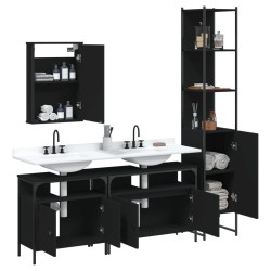 Ensemble de meubles salle de bain 4 pcs noir bois d'ingénierie 