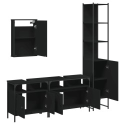 Ensemble de meubles salle de bain 4 pcs noir bois d'ingénierie 