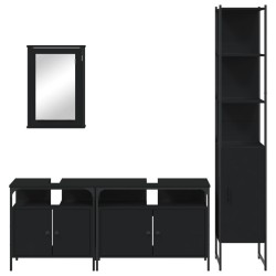 Ensemble de meubles salle de bain 4 pcs noir bois d'ingénierie 
