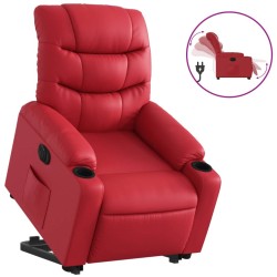 Fauteuil inclinable électrique rouge similicuir 
