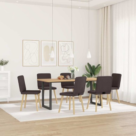 Chaises à manger lot de 6 marron foncé tissu 