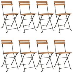 Chaises de bistrot pliantes lot de 8 Bois teck solide et acier 