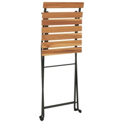 Chaises de bistrot pliantes lot de 8 Bois teck solide et acier 