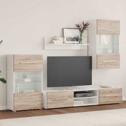 Meubles TV avec lumière LED 5pcs chêne sonoma bois d'ingénierie 