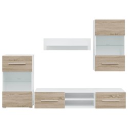 Meubles TV avec lumière LED 5pcs chêne sonoma bois d'ingénierie 