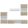 Meubles TV avec lumière LED 5pcs chêne sonoma bois d'ingénierie 