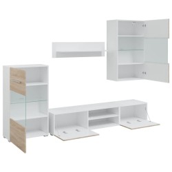 Meubles TV avec lumière LED 5pcs chêne sonoma bois d'ingénierie 