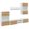 Meubles TV et lumière LED 5 pcs chêne artisanal bois ingénierie 