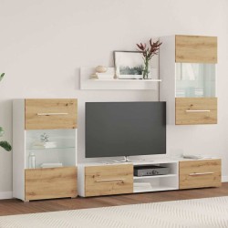 Meubles TV et lumière LED 5 pcs chêne artisanal bois ingénierie 