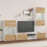 Meubles TV et lumière LED 5 pcs chêne artisanal bois ingénierie 