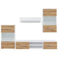 Meubles TV et lumière LED 5 pcs chêne artisanal bois ingénierie 