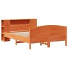 Lit bibliothèque sans matelas cire marron 120x200 cm pin massif 