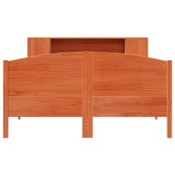 Lit bibliothèque sans matelas cire marron 120x200 cm pin massif 