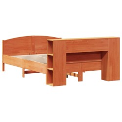 Lit bibliothèque sans matelas cire marron 120x200 cm pin massif 