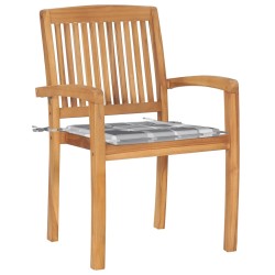 Chaises de jardin empilables avec coussins lot de 4 Teck solide 