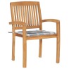 Chaises de jardin empilables avec coussins lot de 4 Teck solide 