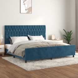 Cadre de lit sans matelas bleu foncé 200x200 cm velours 