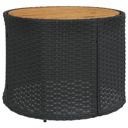 Canapé de jardin table coussins demi-rond noir résine tressée 
