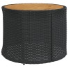 Canapé de jardin table coussins demi-rond noir résine tressée 