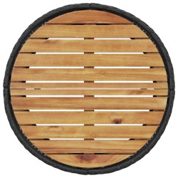 Canapé de jardin table coussins demi-rond noir résine tressée 