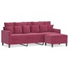 Canapé à 3 places et repose-pieds Rouge bordeaux 180 cm Velours 