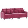 Canapé à 3 places et repose-pieds Rouge bordeaux 180 cm Velours 